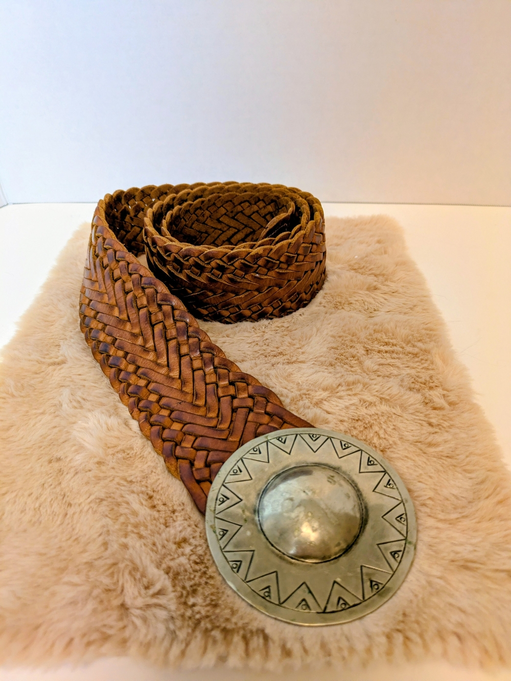 Four Winds Handmade In Morocco Woven Brown Leather Belt
